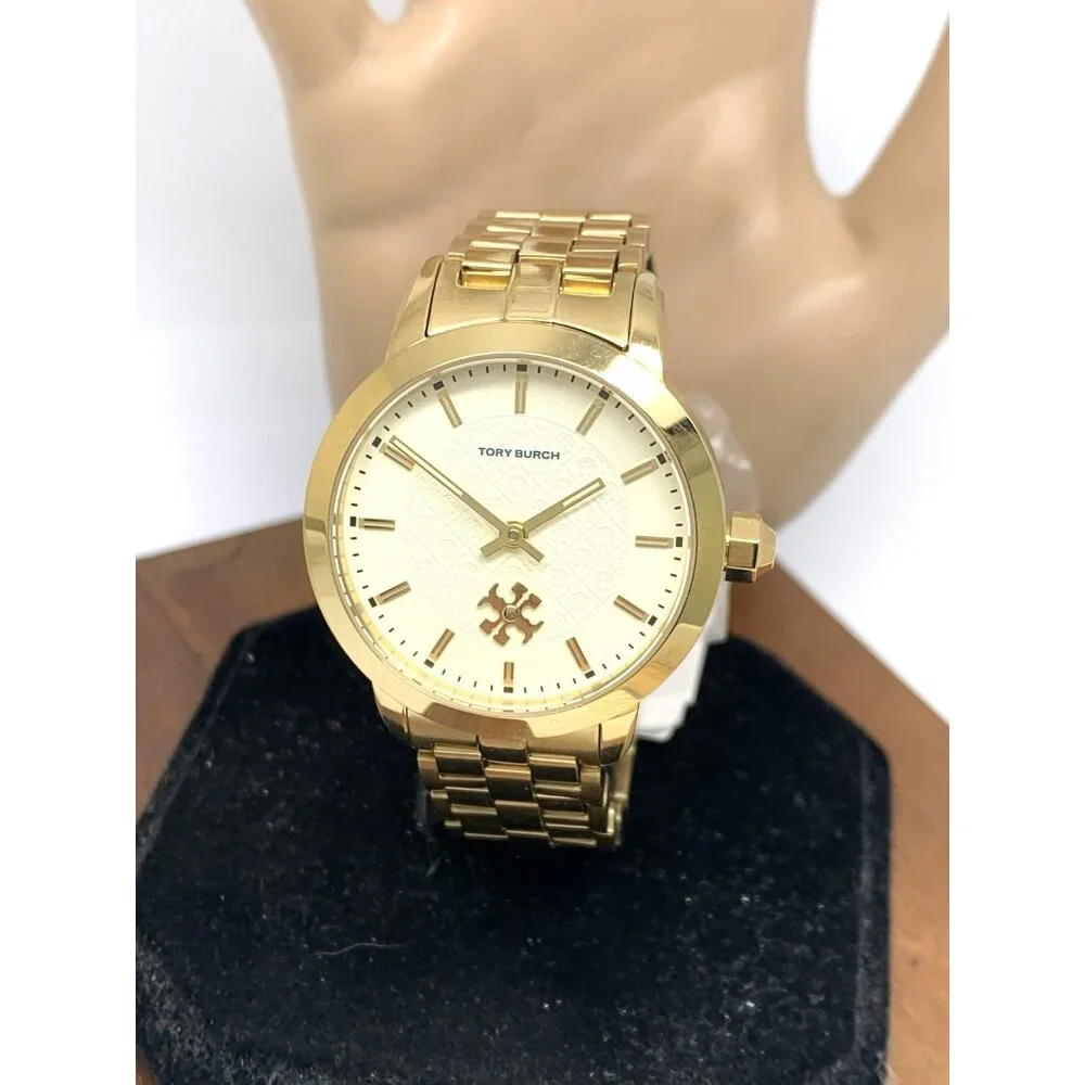 Tory Burch Women's Watch TBW1053 Quartz Cream Dial Gold Stainless Steel 34mm